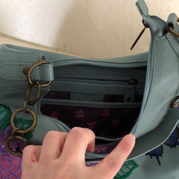 Floral and Butterfly Embellished Blue Handbag - Picture 6 of 6